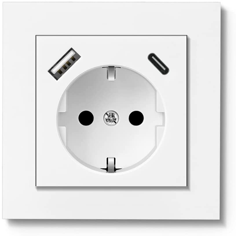 heimwerkerhit - 230V Steckdose mit 1 x USB-A & 1 x USB-C Ladegerät