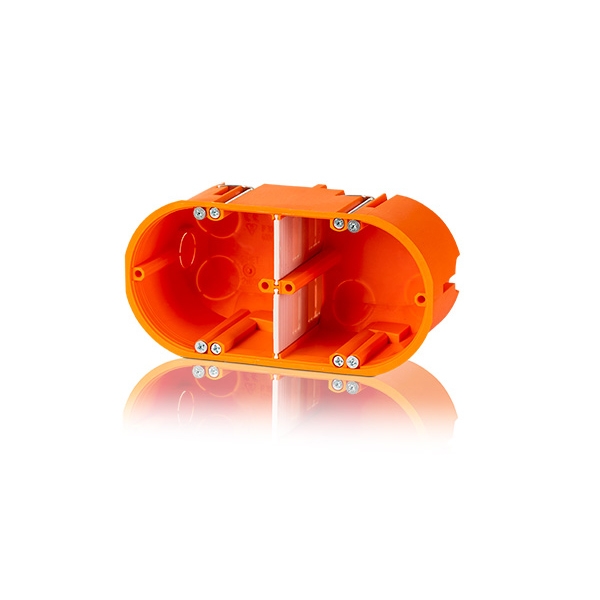 10 x Hohlwandgerätedose massiv 2 fach, 2x Ø68mm, t=60mm Typ: hw20