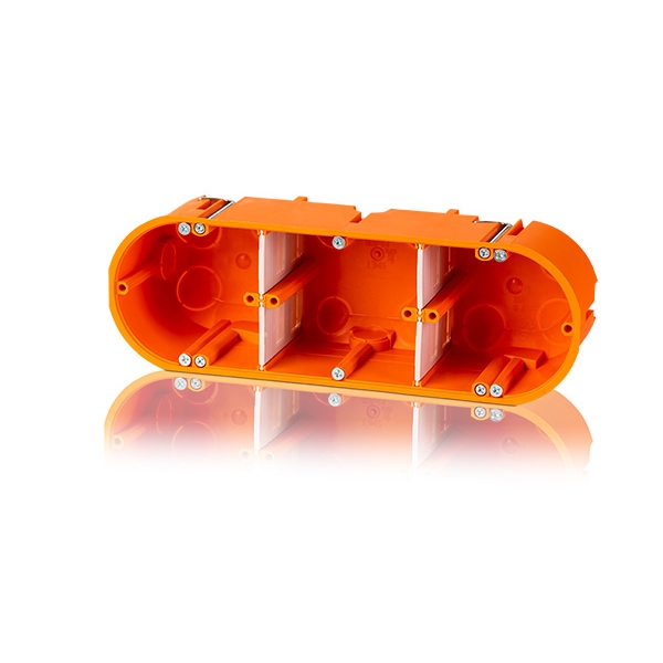 5 x Hohlwandgerätedose massiv 3 fach 3x Ø68mm, t=60mm Typ: hw30