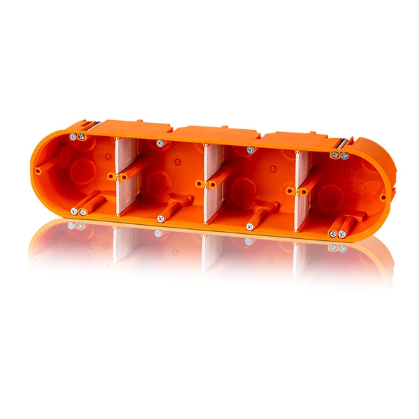 5 x Hohlwandgerätedose massiv 4 fach 4x Ø68mm, t=60mm Typ: hw40